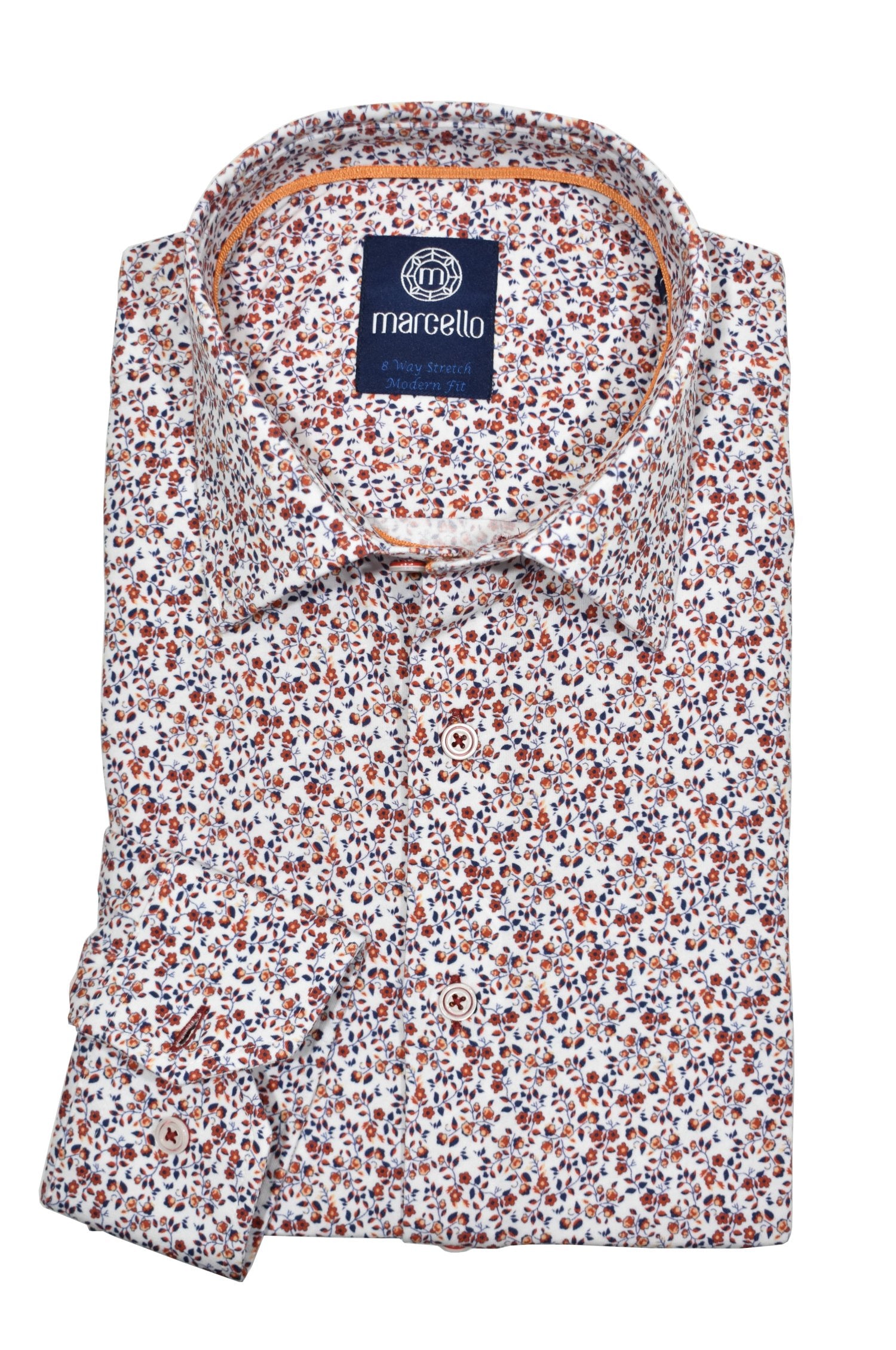 Indulge in pure comfort in Marcello Mmm 8 Way Stretch shirt. Made with exquisite 8-way stretch cotton fabric and a touch of elastin, this shirt moves with your body and is so soft you'll be saying "Mmm!" Perfect for any occasion. Enjoy unparalleled comfort!