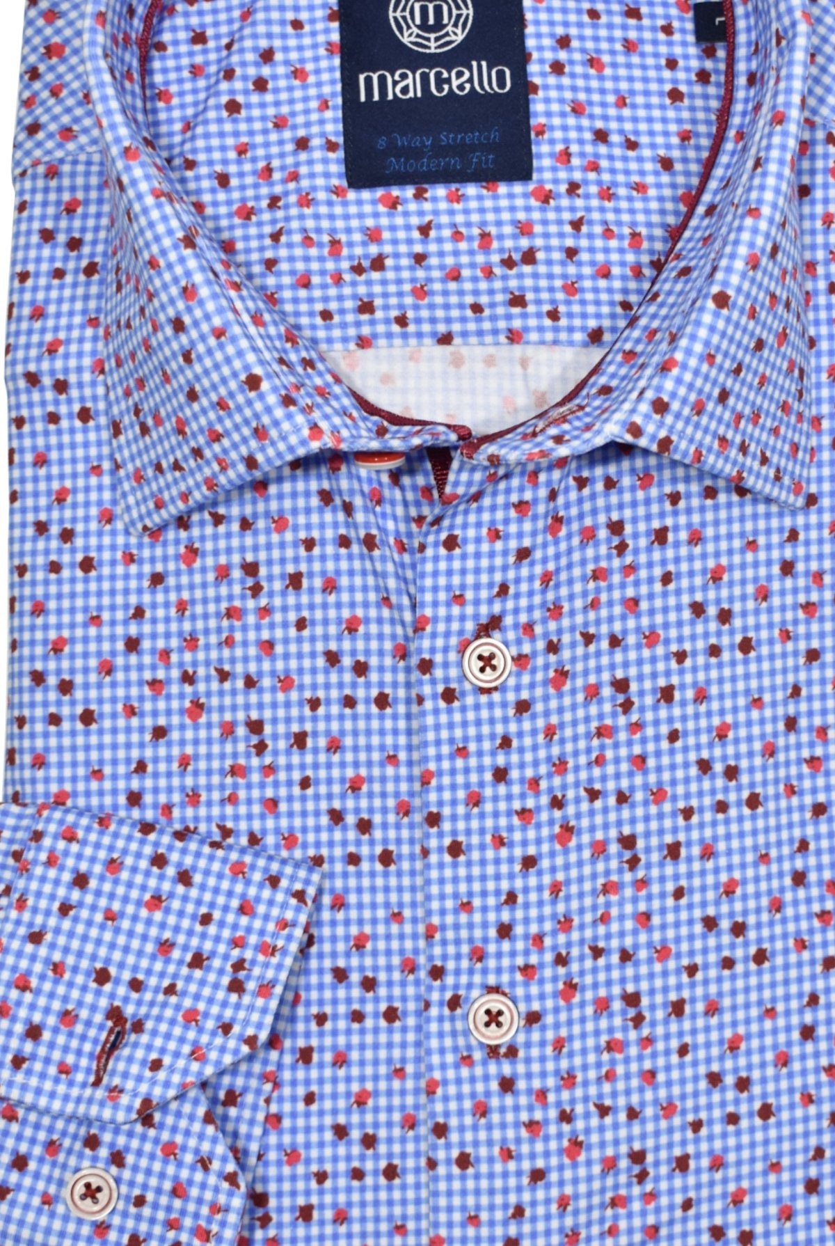 Indulge in pure comfort in Marcello Mmm 8 Way Stretch shirt. Made with exquisite 8-way stretch cotton fabric and a touch of elastin, this shirt moves with your body and is so soft you'll be saying "Mmm!" Perfect for any occasion. Enjoy unparalleled comfort!