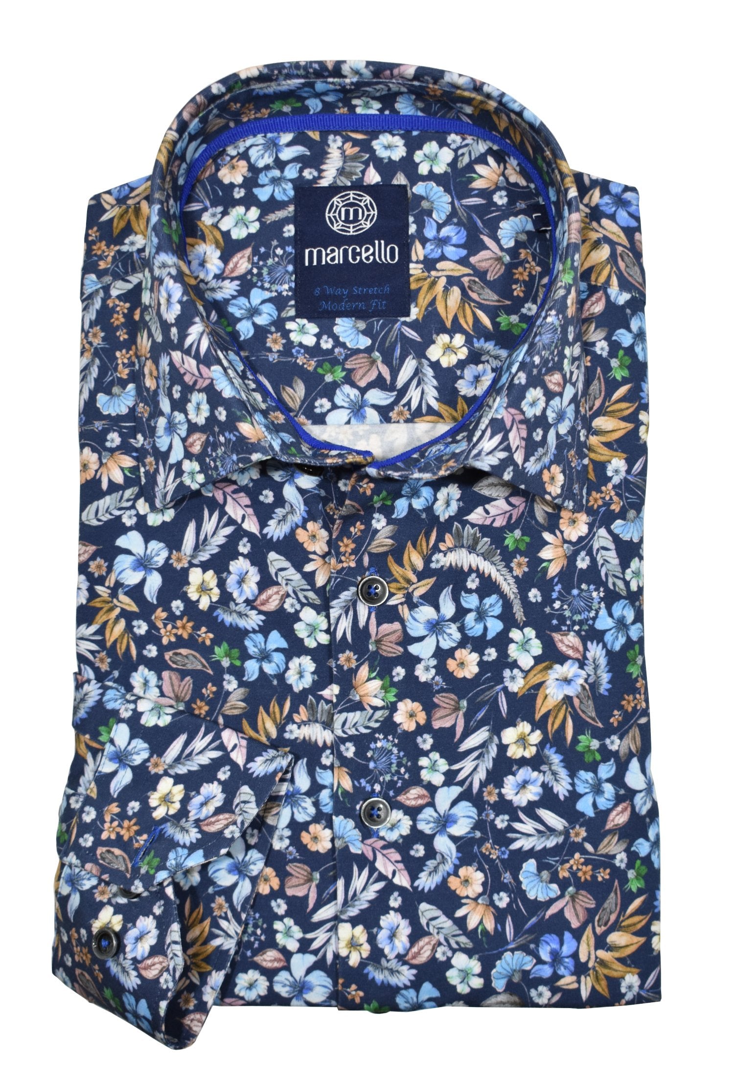 Indulge in pure comfort in Marcello Mmm 8 Way Stretch shirt. Made with exquisite 8-way stretch cotton fabric and a touch of elastin, this shirt moves with your body and is so soft you'll be saying "Mmm!" Perfect for any occasion. Enjoy unparalleled comfort!