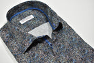 Add a touch of sophistication to your outfit with Marcello's Indigo Black Circuit shirt. The tight circuit pattern in black and white is complemented with royal blue accents, creating a unique abstract design. A sure conversation starter, this shirt is perfect for any occasion.