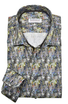 Stay comfortable and stylish in the Marcello Dali Clock Sport Shirt. Its cool abstract pattern, resembling a watercolor mix, adds a unique touch to your fall wardrobe. With just the right amount of colors, you'll stand out without looking too dark. Perfect for any casual or unique occasion.