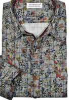 Upgrade your fall wardrobe with the Marcello Autumn Plaid shirt. Its soft gray ground and charcoal-black plaid pattern add a touch of sophistication, while the Autumn leaves overprint adds a pop of color. Perfect for pairing with charcoal or black pants or jeans, this shirt is a versatile and stylish choice for the season.