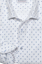 Upgrade your wardrobe with our Marcello Floating Diamond Roll Collar cotton shirt.