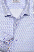 Introducing our Marcello Chain Link Circle Roll Collar Shirt - the perfect blend of traditional style and modern elegance.