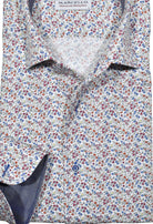 Elevate your style with our Marcello Red Mini Floral Roll Collar shirt.