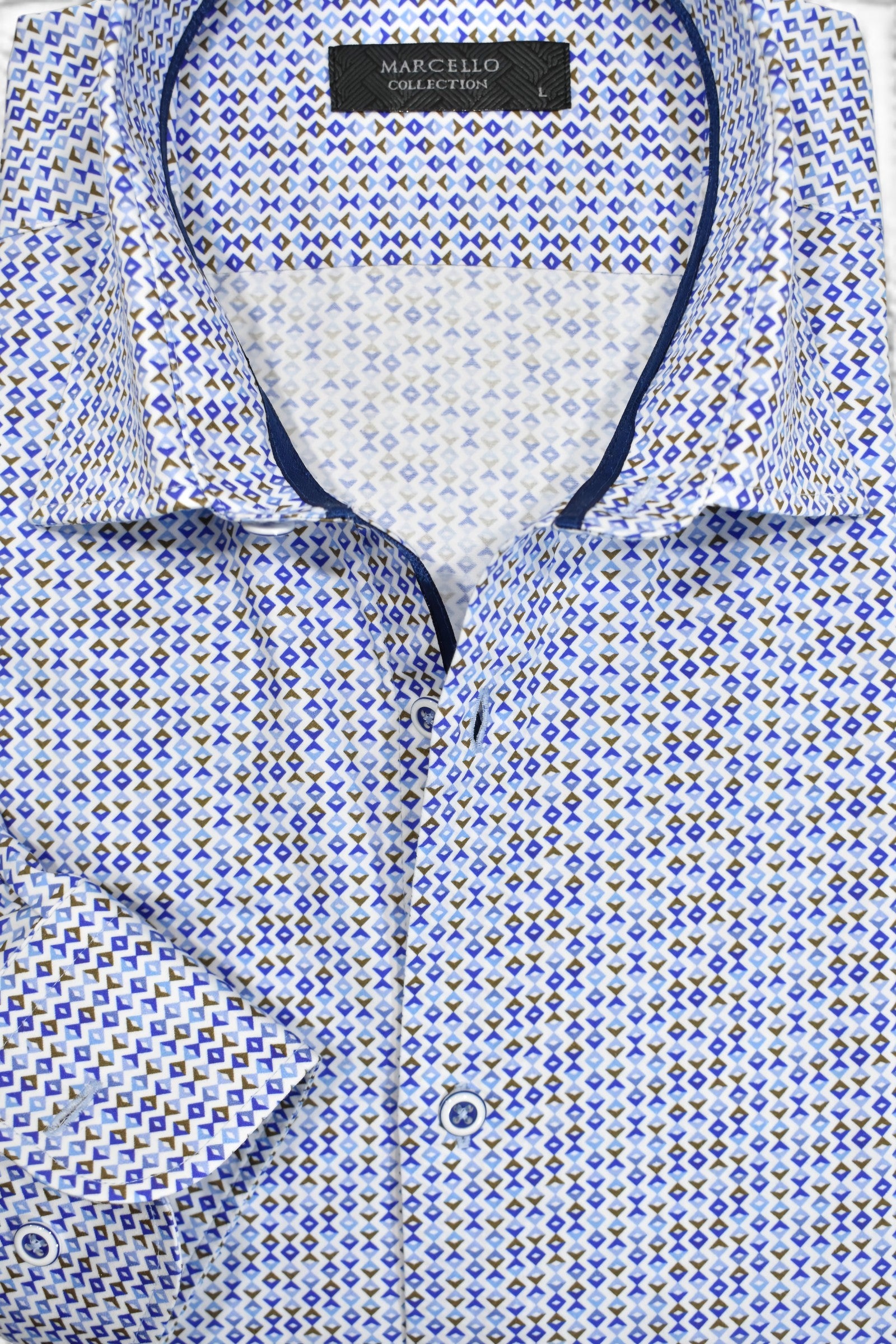 Marcello indigo diamond link shirt.