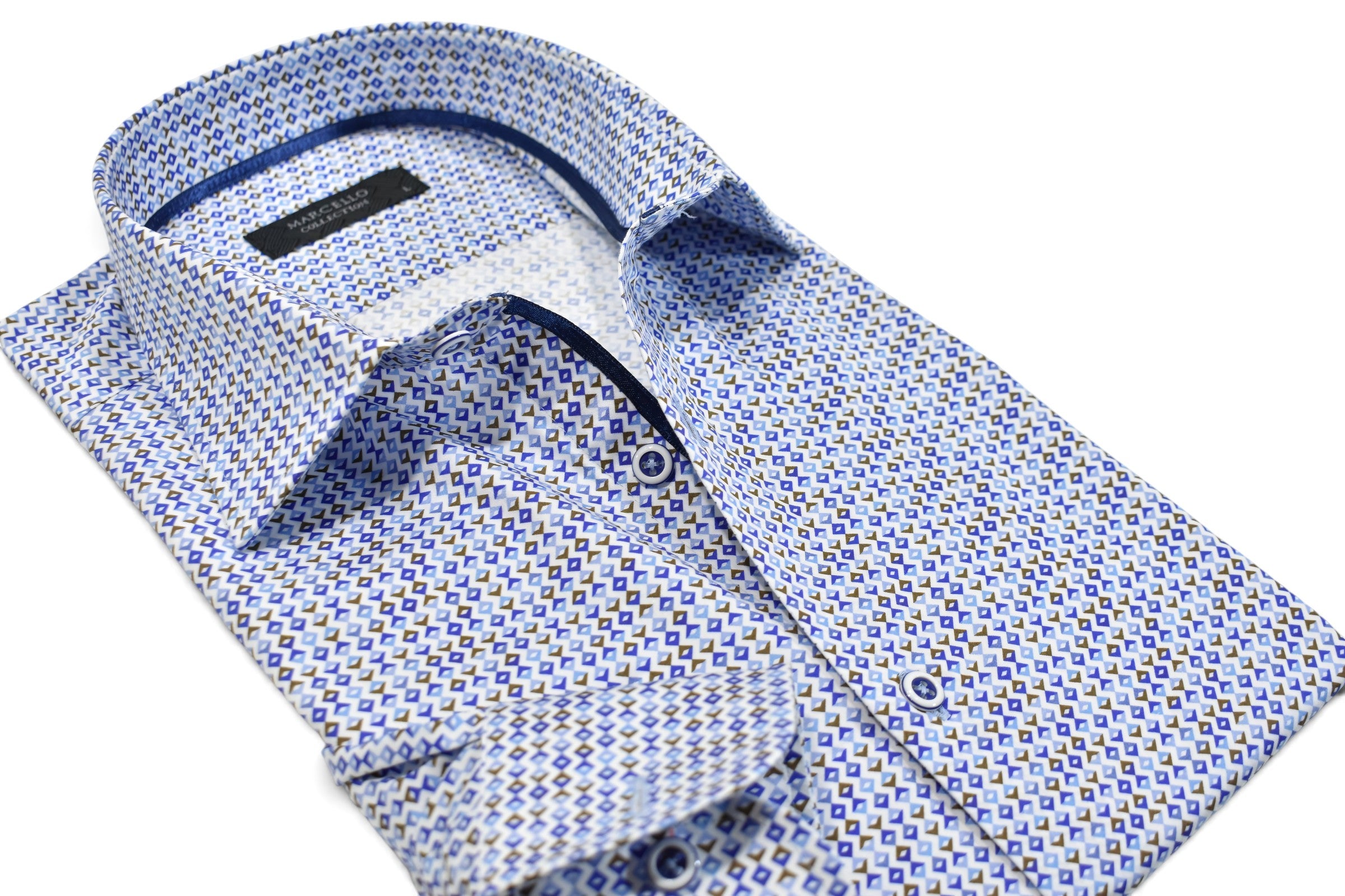 Marcello indigo diamond link shirt.