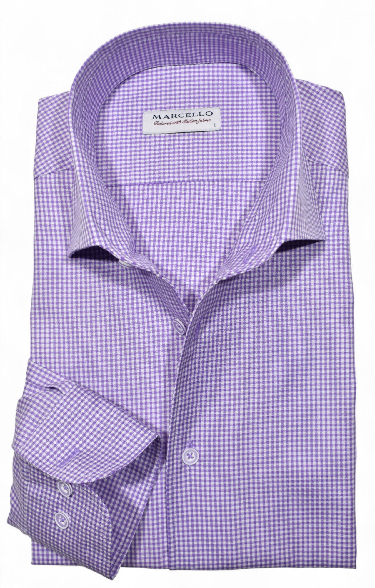 Elevate your style with the Marcello Lilac Check Roll Collar shirt.