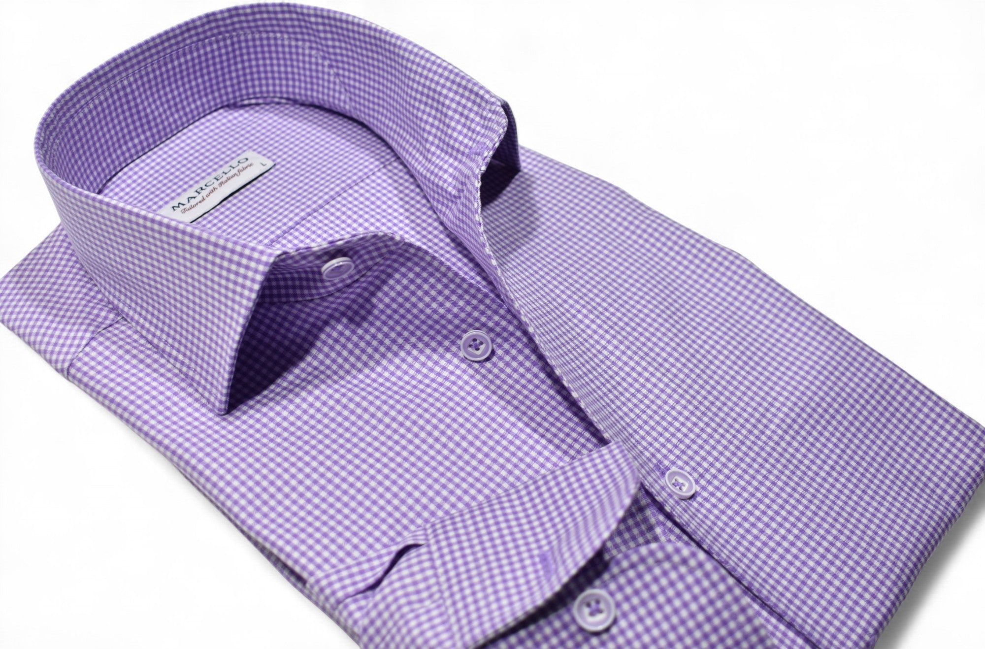 Elevate your style with the Marcello Lilac Check Roll Collar shirt.