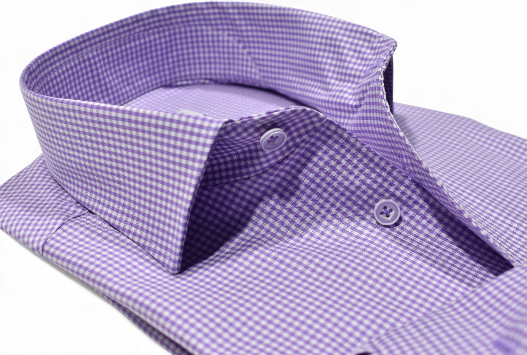 Elevate your style with the Marcello Lilac Check Roll Collar shirt.