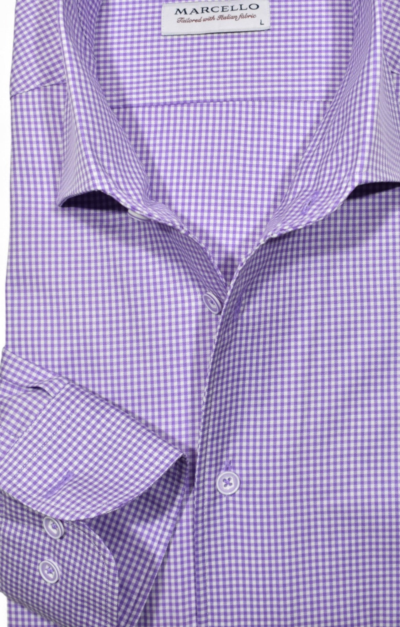 Elevate your style with the Marcello Lilac Check Roll Collar shirt.