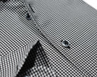 Elevate your style with the Marcello Black Textured Check Roll Collar.