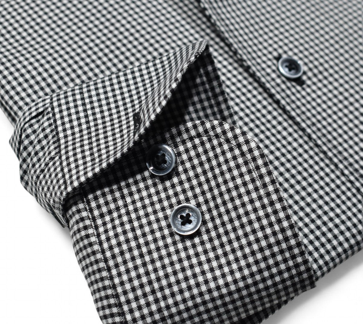 Elevate your style with the Marcello Black Textured Check Roll Collar.