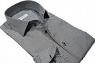 Elevate your style with the Marcello Black Textured Check Roll Collar.