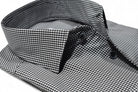 Elevate your style with the Marcello Black Textured Check Roll Collar.