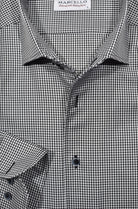 Elevate your style with the Marcello Black Textured Check Roll Collar.