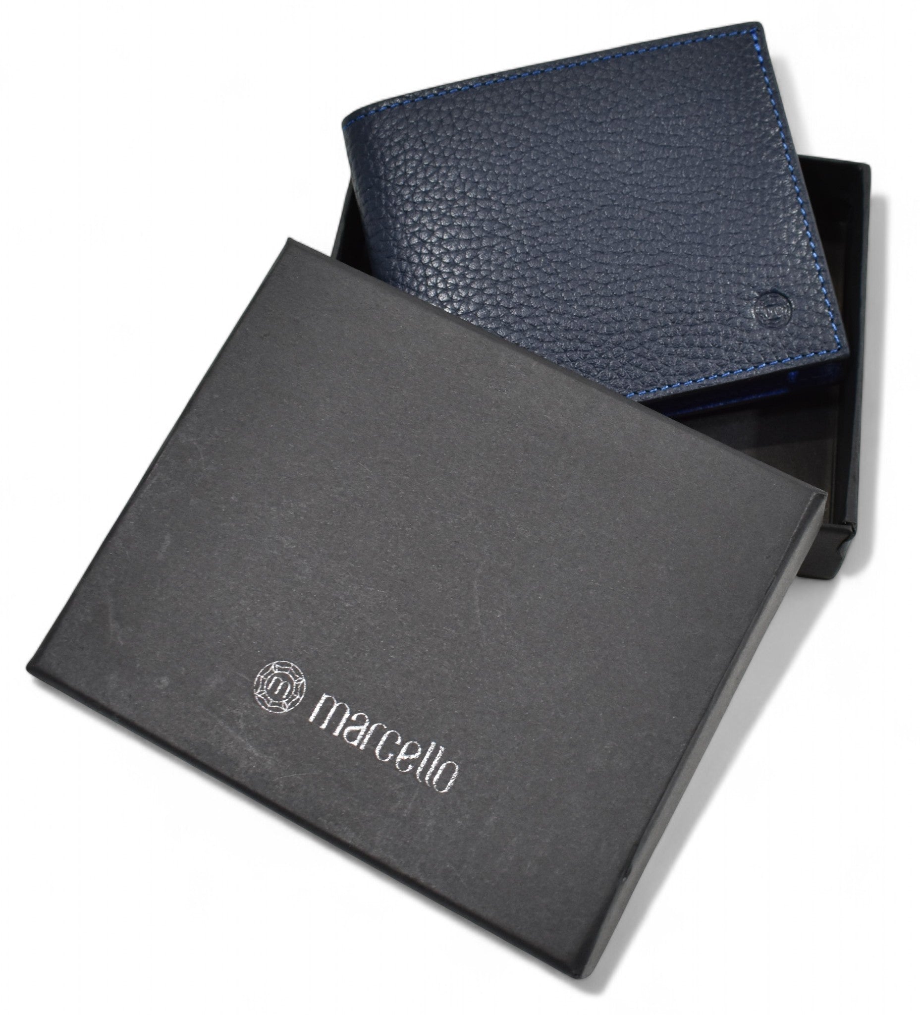 Marcello navy leather wallet.