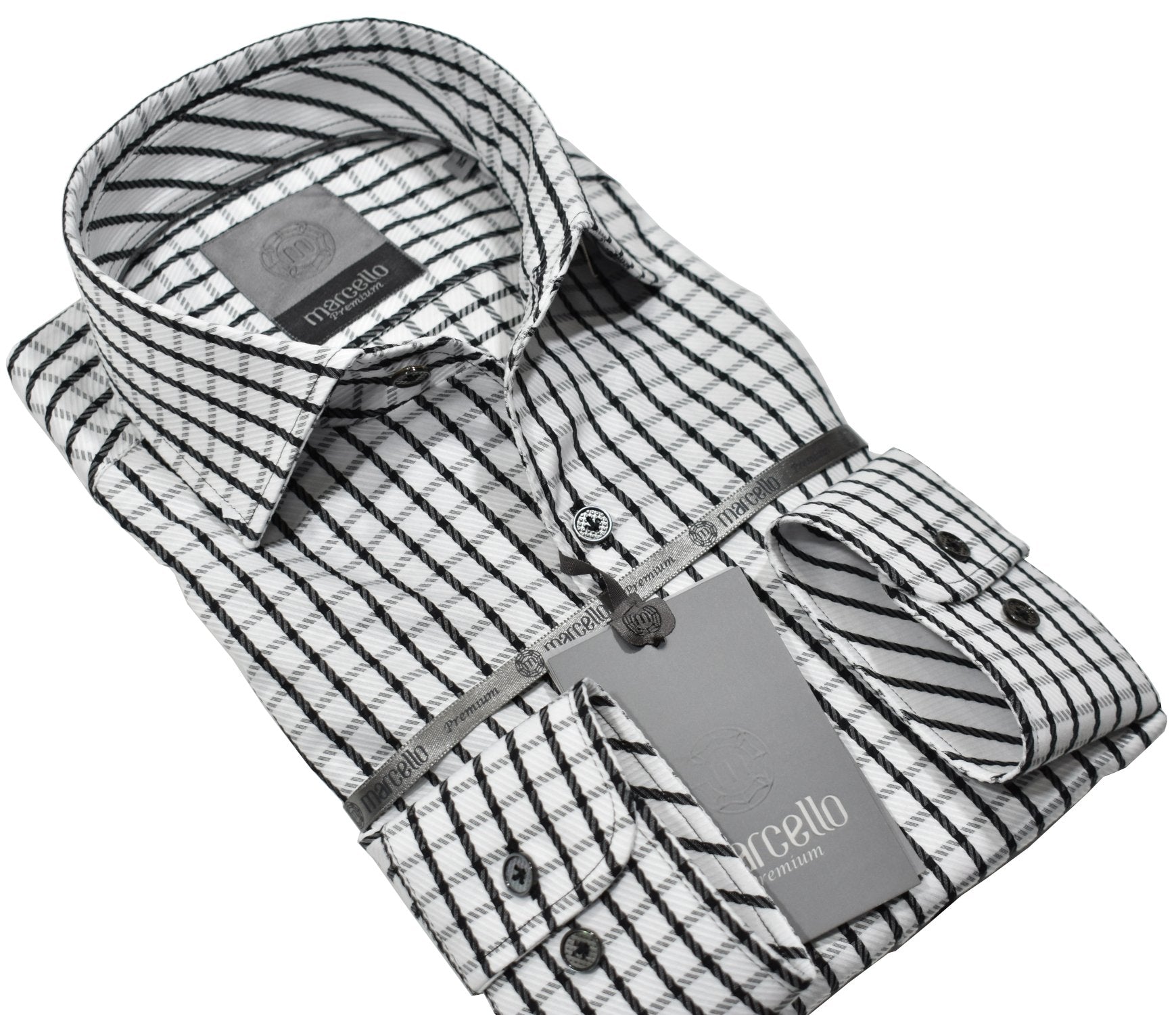 Elevate your wardrobe with the Marcello Premium Verezoni shirt. Crafted from extra fine fabrics sourced from fine Italian mills, our Marcello Premium program offers 100's 2 ply shirts in rich classic patterns. With the Marcello exclusive one piece roll collar, you'll feel confident and stylish in any setting.