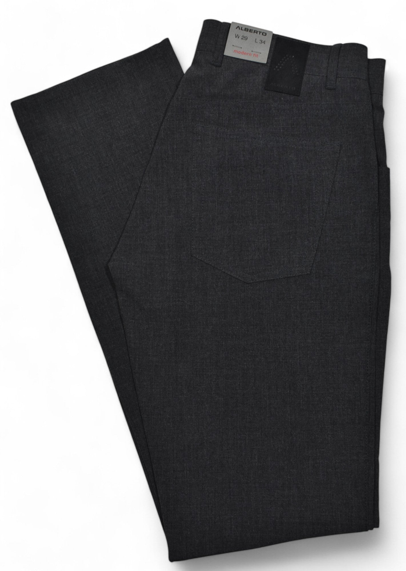 Boasting the Alberto Ceramica fabric that is both functional and dressy, in a 5 pocket jean model. Modern fit, slightly slimmer leg, shorter rise and slightly increased waist. 