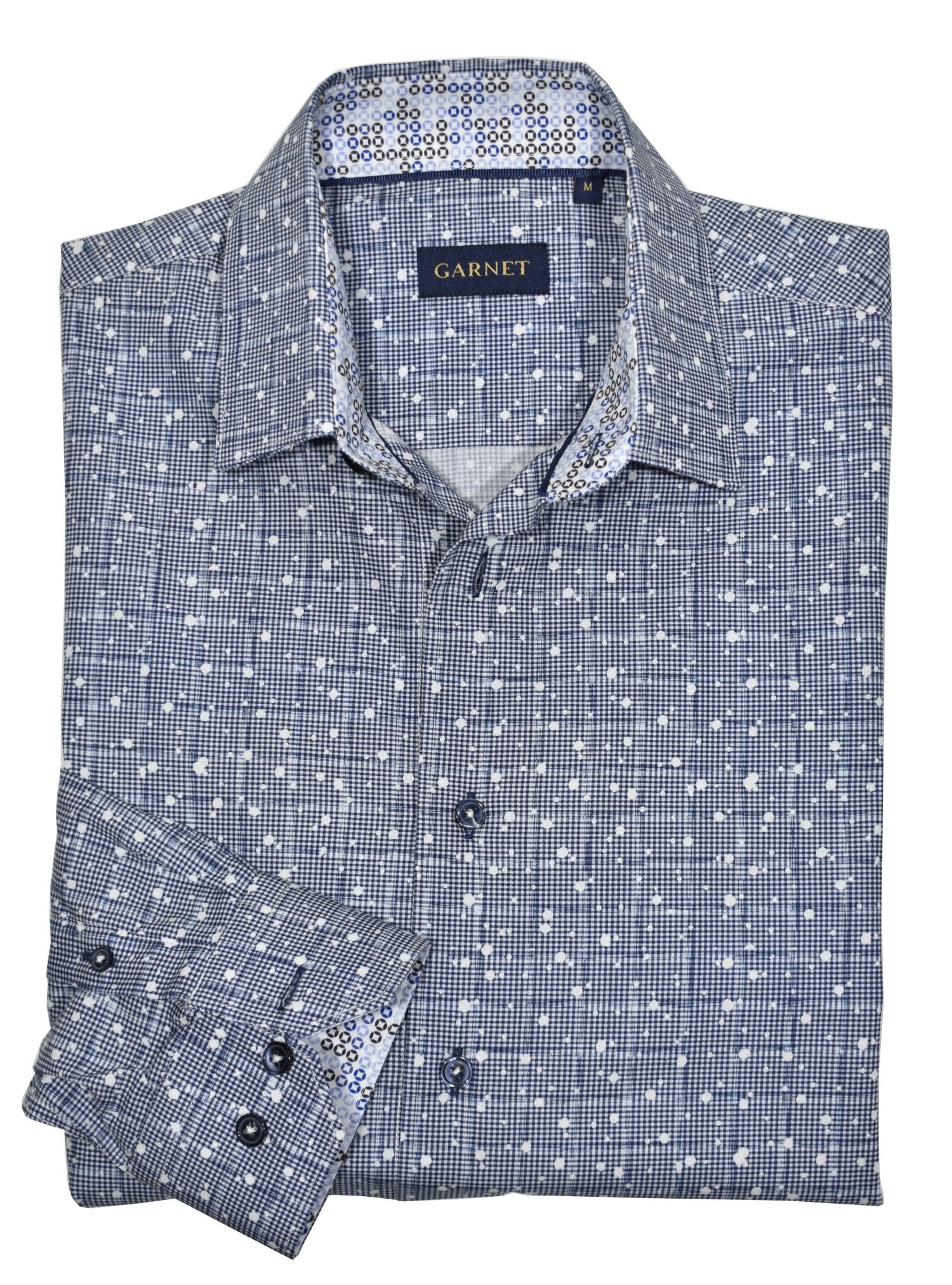 Say "wow" and make a strong statement in the ZA1030 Napier Fashion Neat. Classic hounds tooth with a plaid overlay and white paint splatter effect bring an energetic vibe to this fashionable, timeless piece. Crafted with a classic shape and cotton fabric highlighted with subtly trim fabric, it's sure to turn heads.   Classic shaped fit.