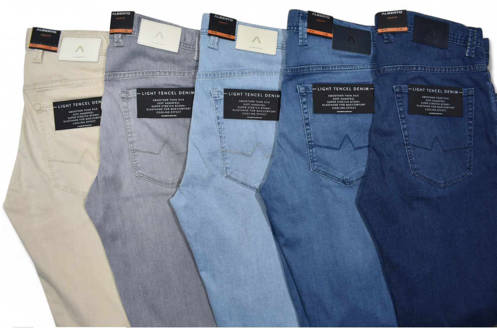 Experience the renowned Alberto fit in our Mid Blue Tencel Denim Jean