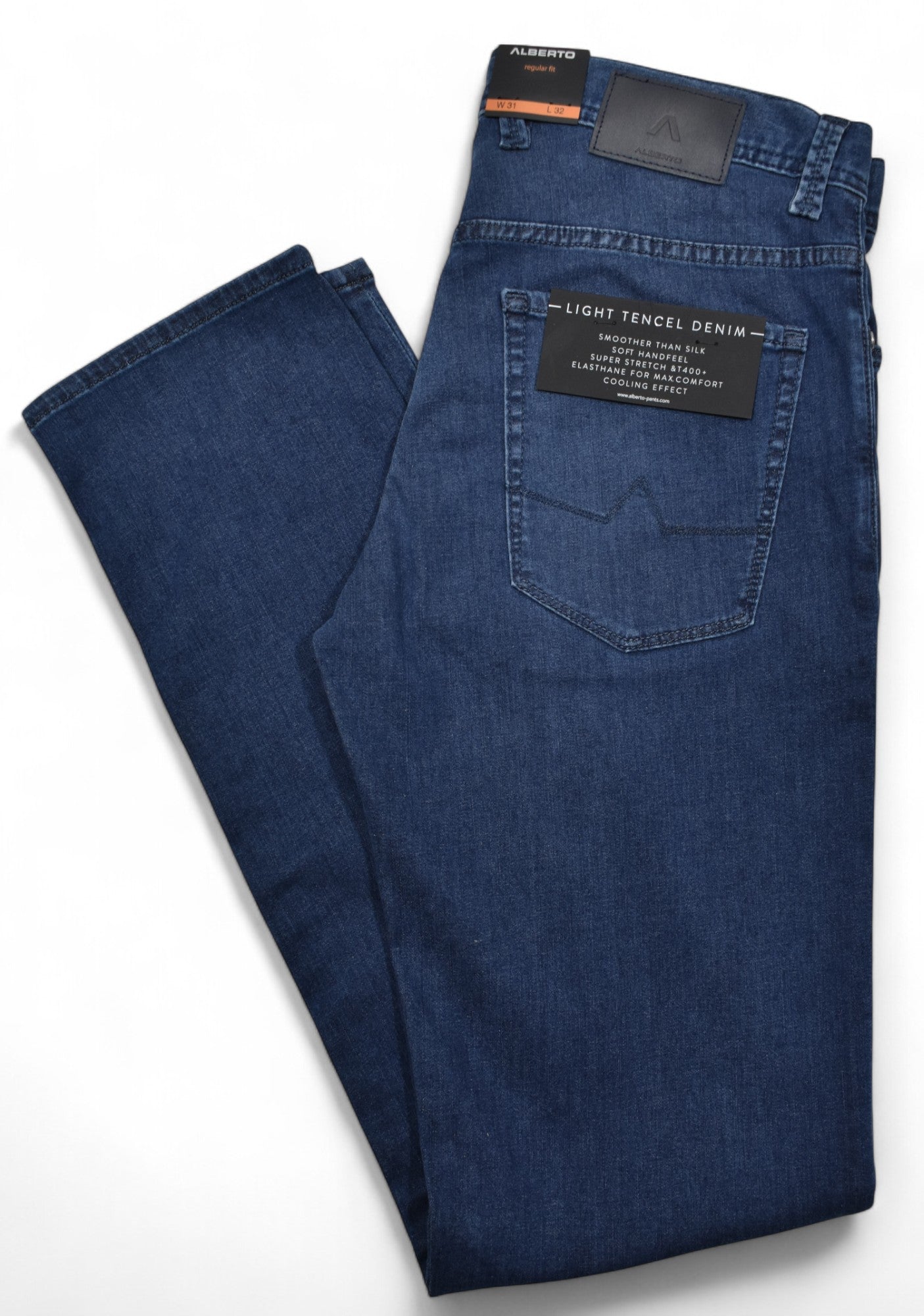 Experience the renowned Alberto fit in our Dark Blue Tencel Denim Jean.