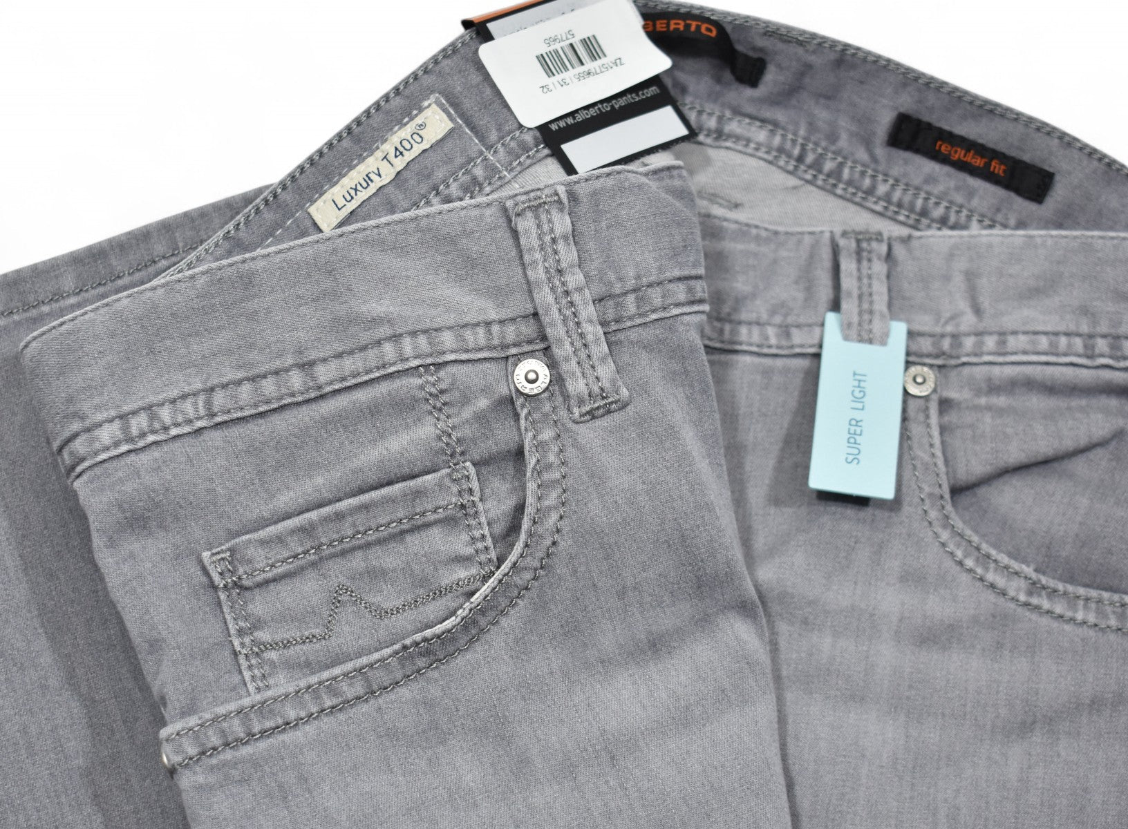 Experience the renowned Alberto fit in our Light Gray Tencel Denim Jean.