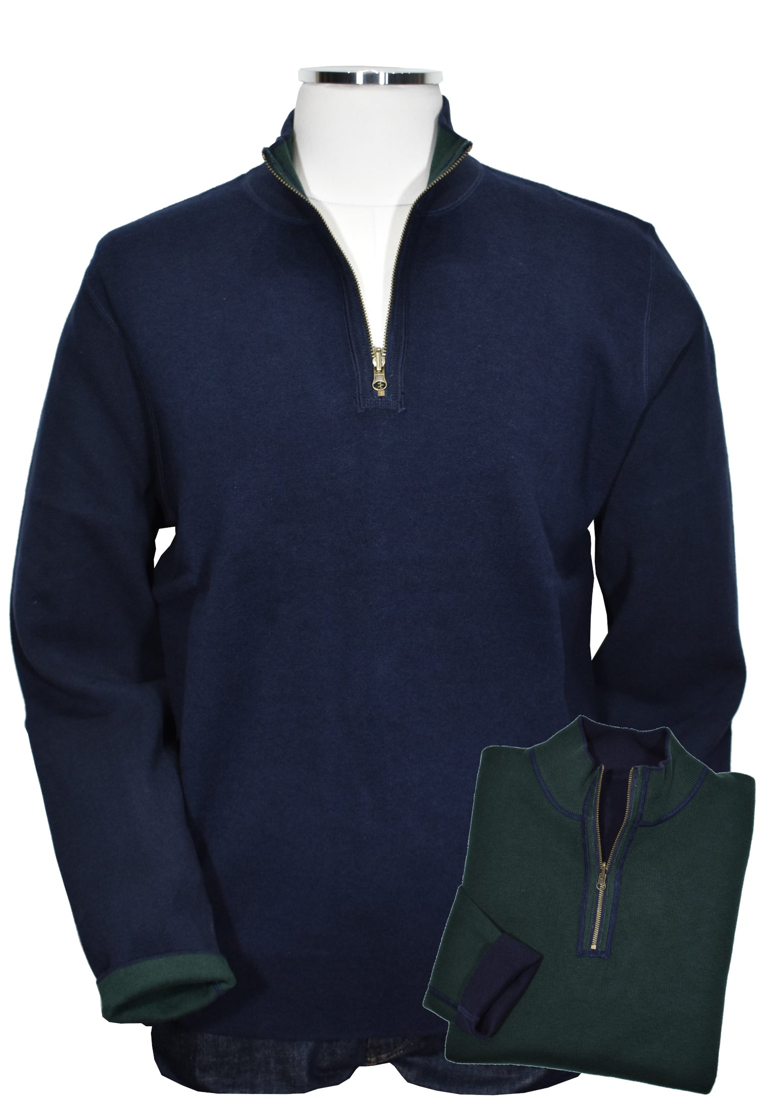 This ZB361 Cotton Cashmere Reversible is crafted from luxurious cotton and cashmere yarns for an exceptionally soft and comfortable feel. Contemporary raised welted seams in a contrast color give this stylish piece a modern edge. Plus, the classic zip mock model, cool open sleeve and open waist make this a timeless and versatile piece!