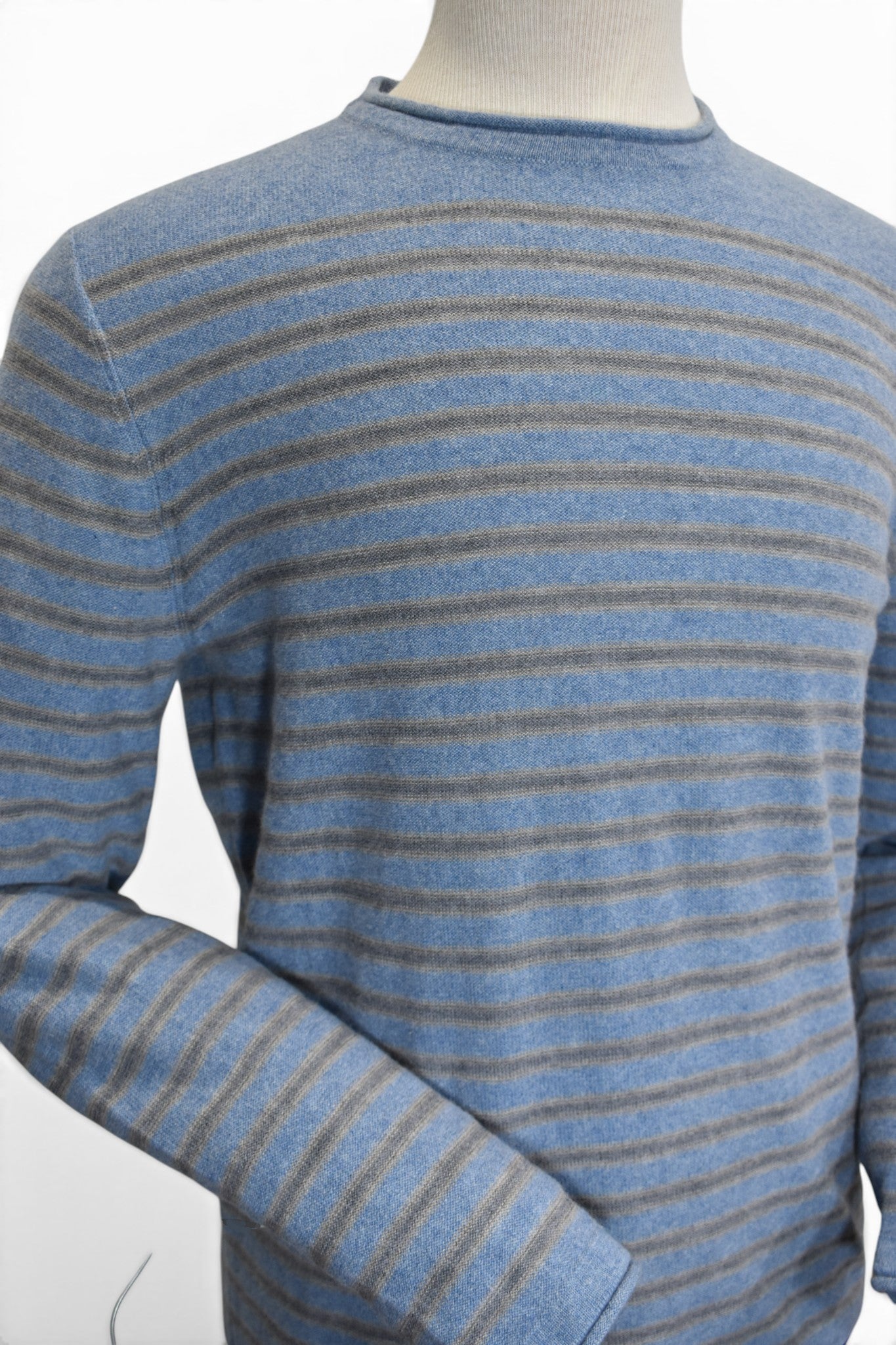 Blue wool cashmere stripe sweater by Marcello