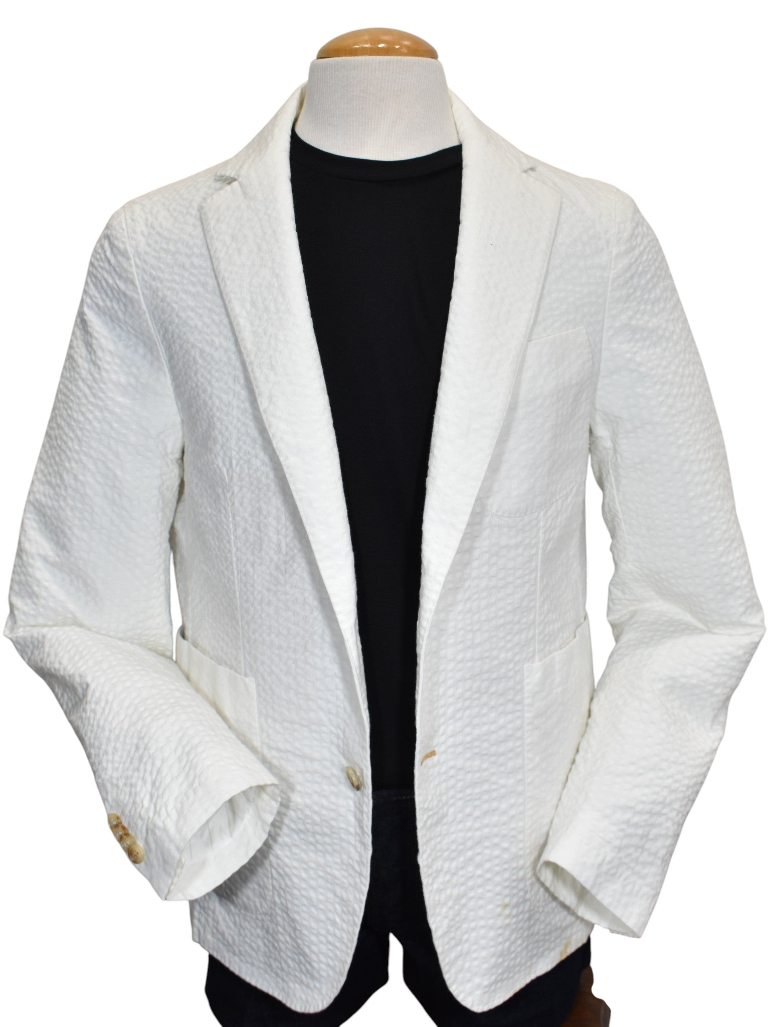 Borgo white seersucker sport coat.