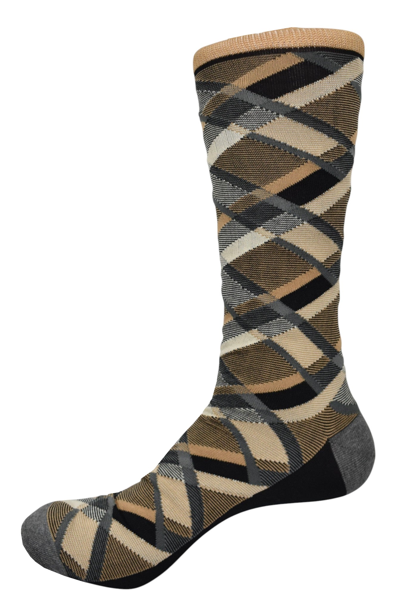 Marcello tan chocolate diagonal socks.
