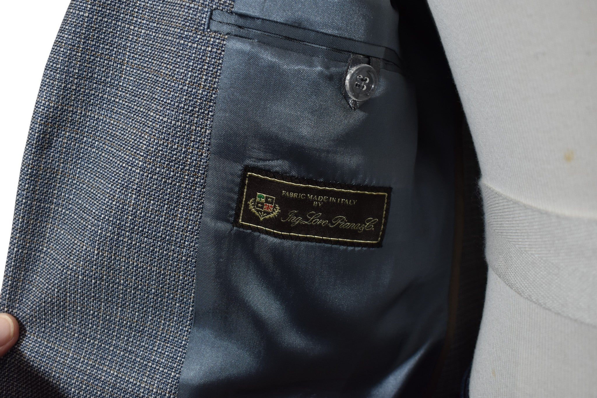 Lorenzo blue gray wool sport coat.