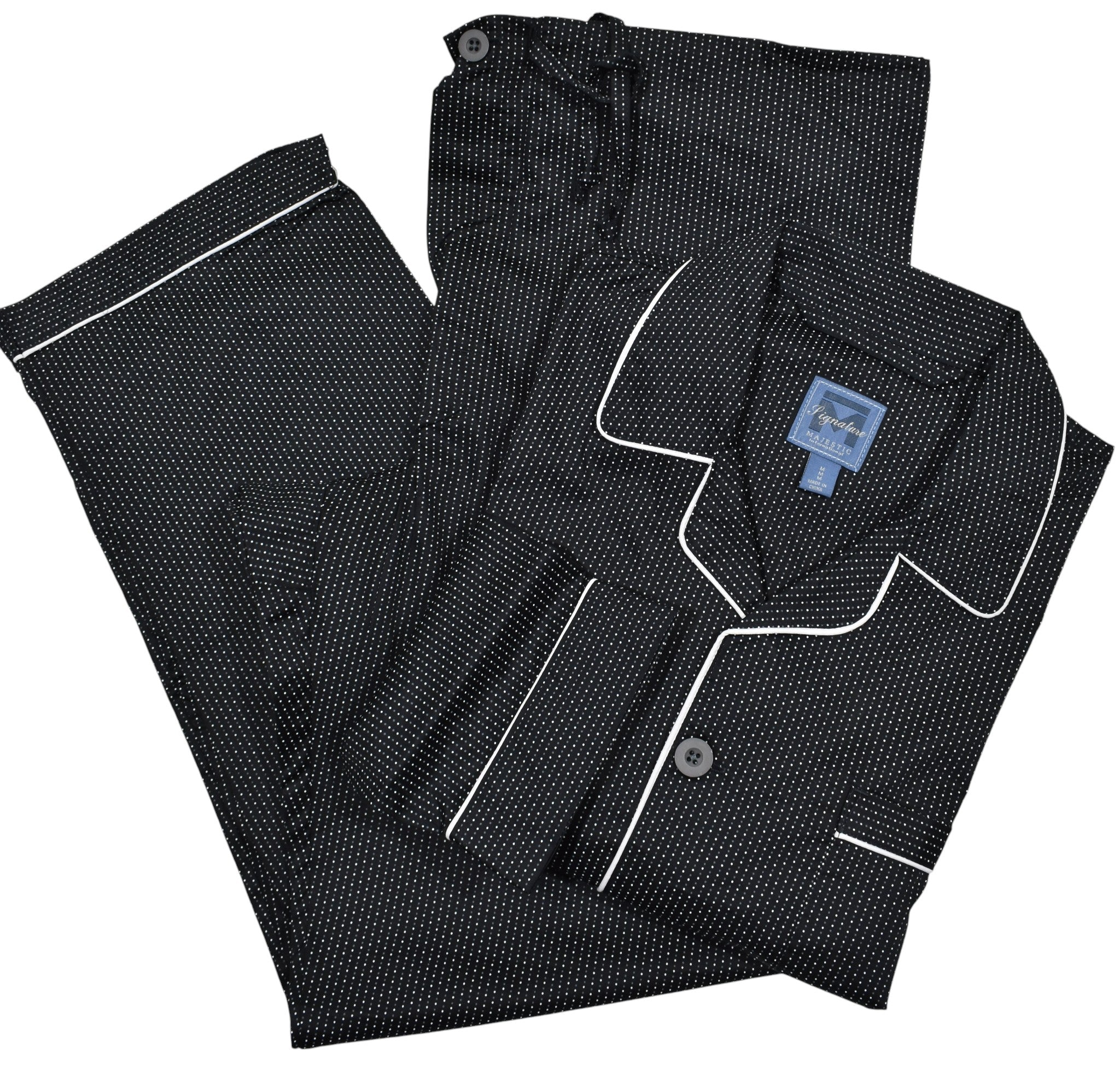 Black pajama with white dot.