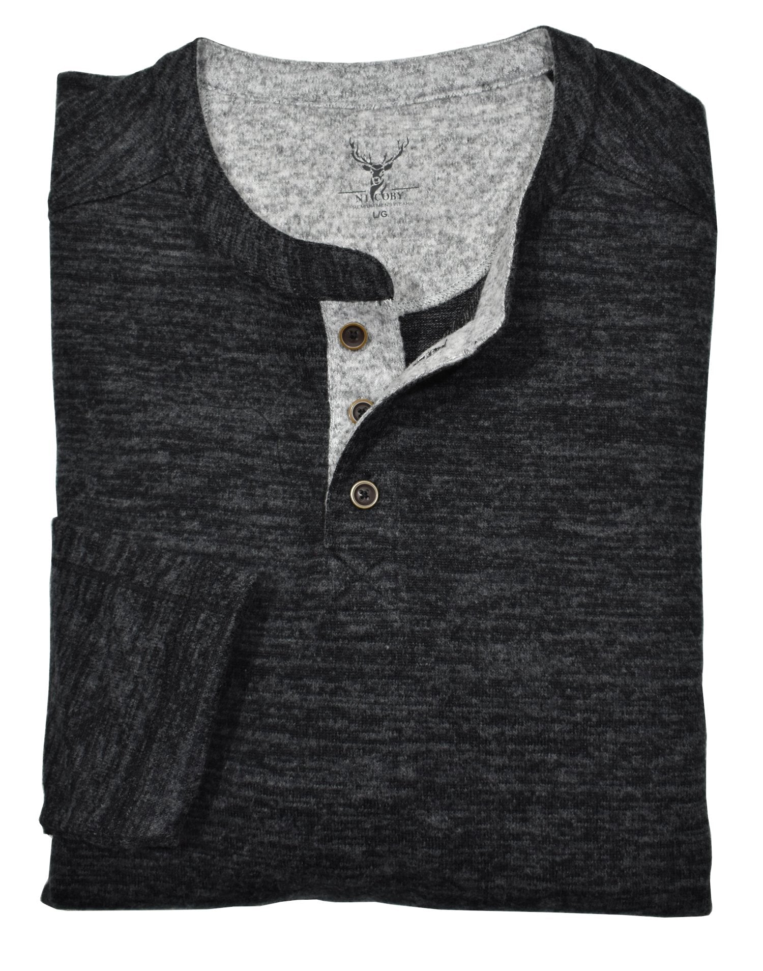 Contemporary style paired with a cashmere feeling is the ultimate to accentuate your personal style. The poly/rayon blended fabric feels like ultra soft cashmere on the outside and silky cool on the inside, and has a finely mixed color look. Lightweight with open sleeves and an open bottom along with a cool henley style collar. by Marcello.