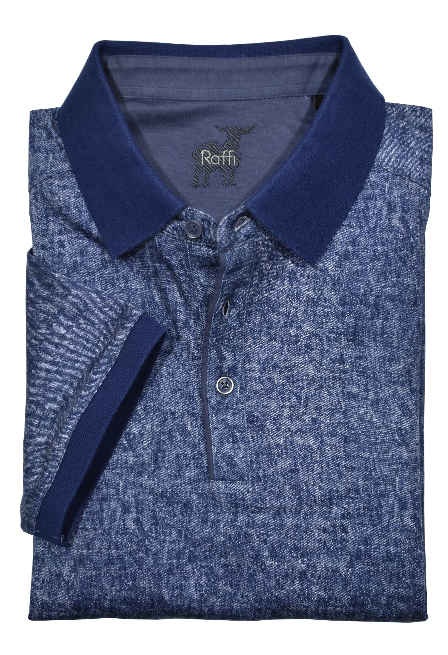 Introducing the Raffi Ocean Polo, crafted from a luxurious aqua cotton fabric.