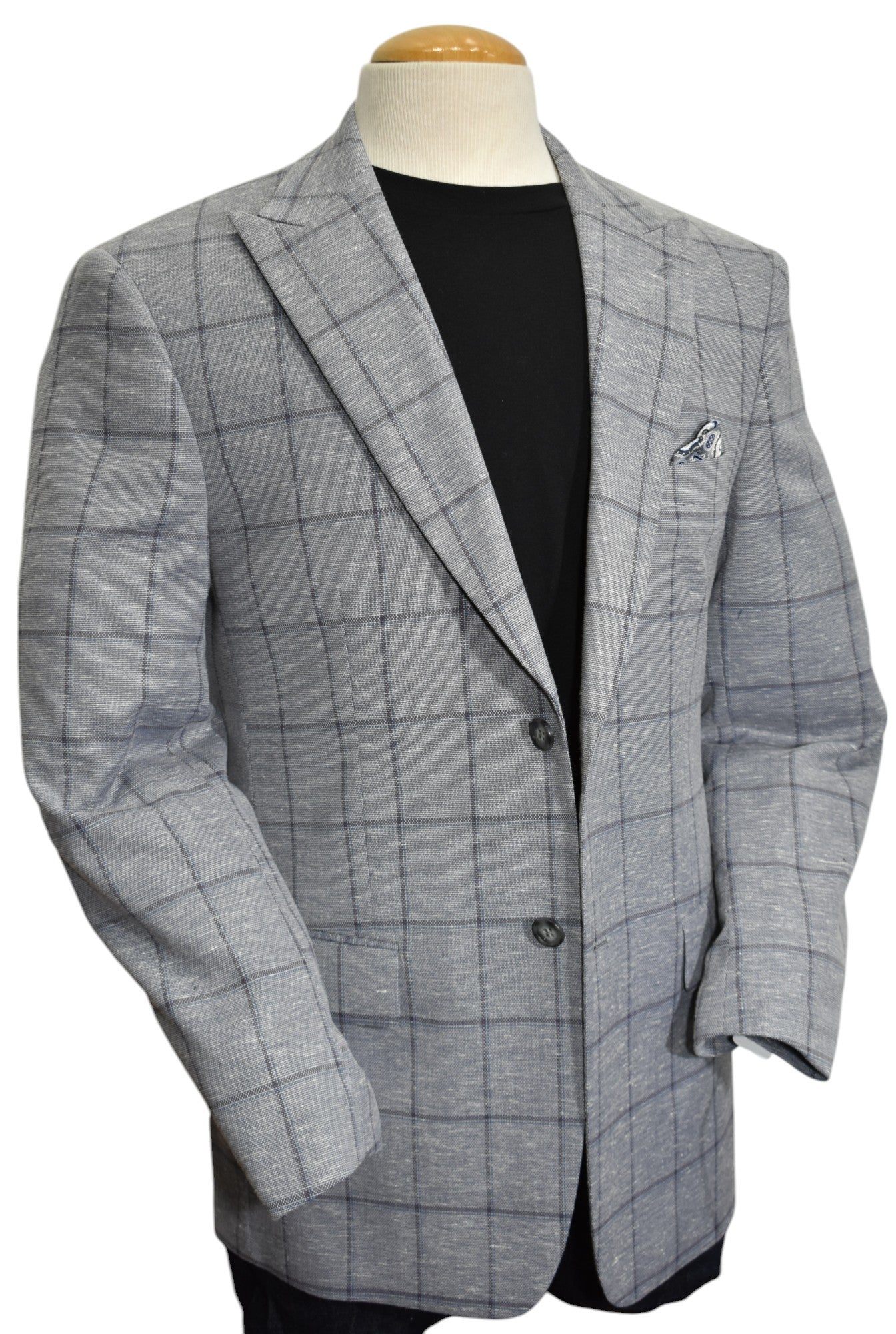 Elevate your style with the Marcello Slate Window Pane Sport Coat.