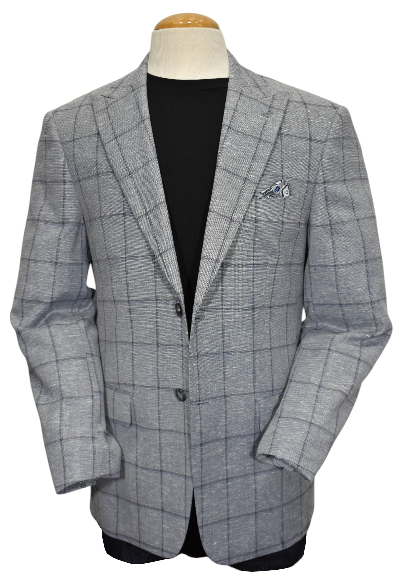 Elevate your style with the Marcello Slate Window Pane Sport Coat.