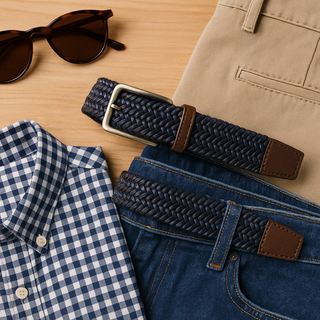 Elevate your style with our ZT65359 Italian Woven Leather Belt featuring luxurious sharp black and wine braided Italian leather.