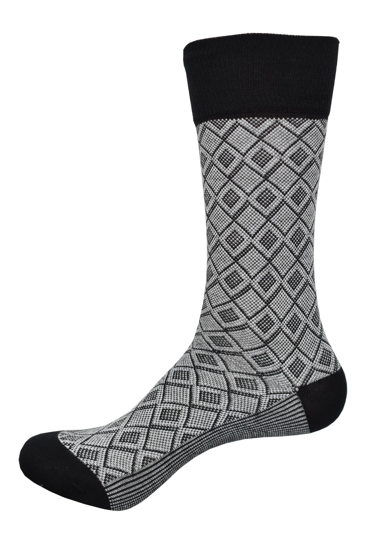 Our ZV1551 Textured Diamonds are a luxurious blend of black and silver hues on the highest quality mercerized cotton with lycra for maximum comfort. Their unique texture brings a standout shine to your style! Fits size 9-11.