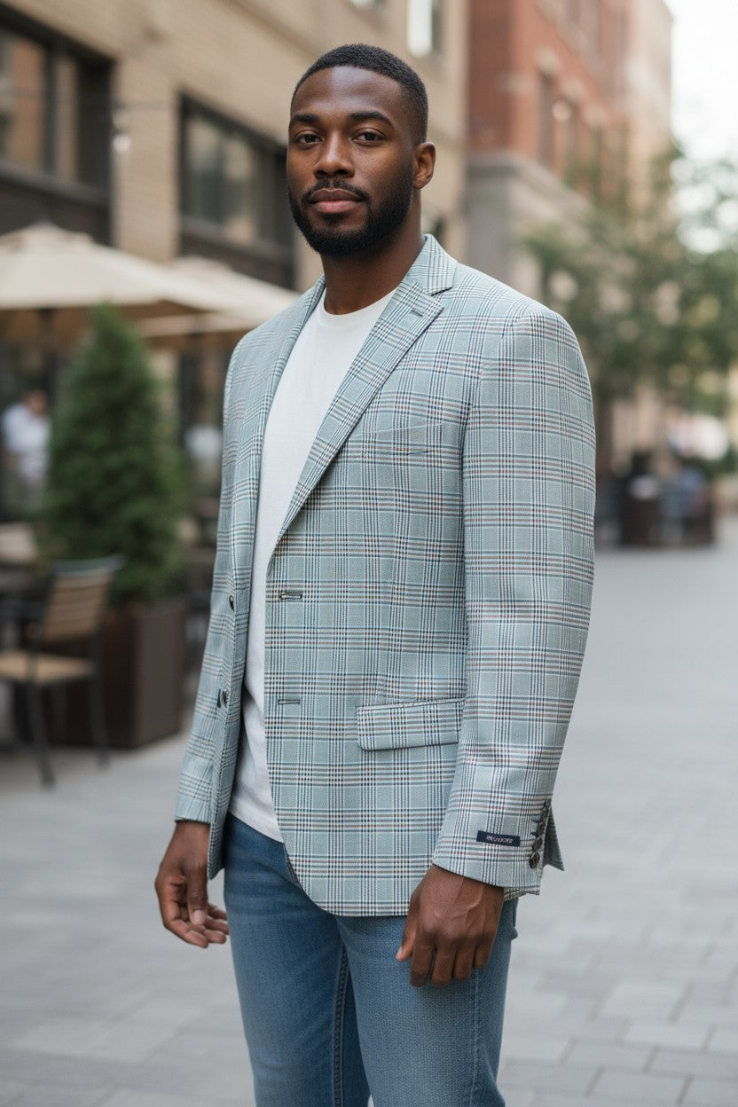 Soft mint plaid sport coat