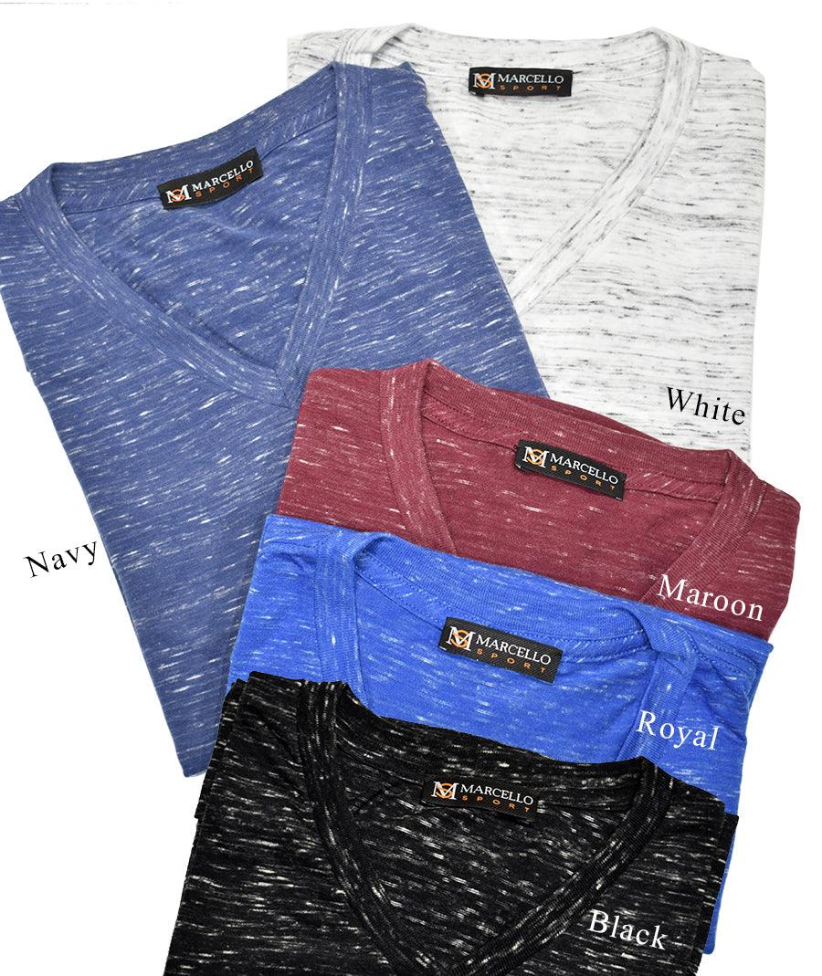 South Beach Slub Textured Tee  Soft cotton blended tee looks great with anything or on any occasion. Rich, cool look perfect with shorts, pants or jeans. Updated fashion in a casual tee shirt. Modern contemporary fit, we suggest ordering one size up if between sizes or you prefer a more relaxed fit. Imported Machine washable, will not shrink, fade or pill. Medium height V Neck.  By Marcello Sport