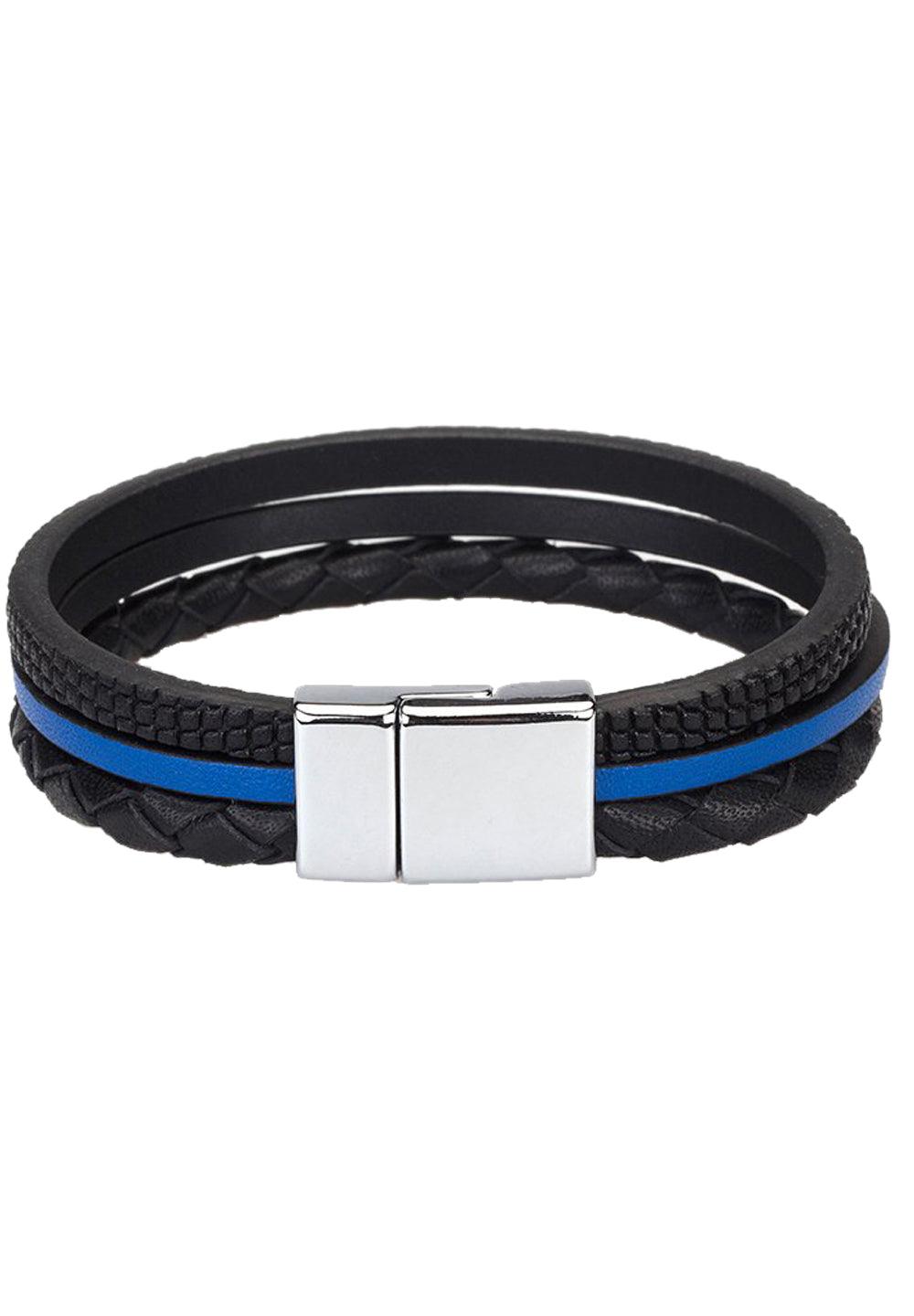 Inspire your dressed up lifestyle with our Italian designed bracelets. Classic soft leather bands. 3 different straps for an enhanced look. Accent colored leather for a fashion statement. Chrome magnetic closure.