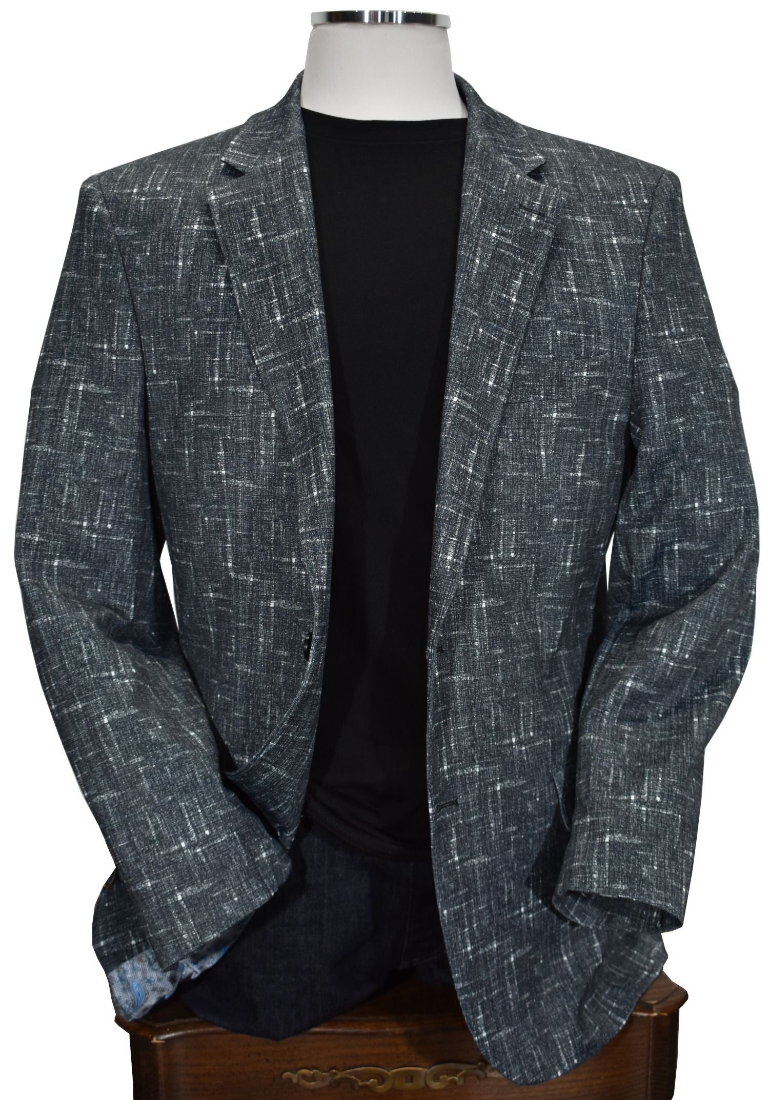 A traveler sport coat is a great item for a casual hip lifestyle. The outer fabric is a polyester microfiber with lycra for stretch. The result is a comfortable jacket that moves with your natural movements, does not wrinkle and can be folded up tight to travel anywhere without needing pressing.