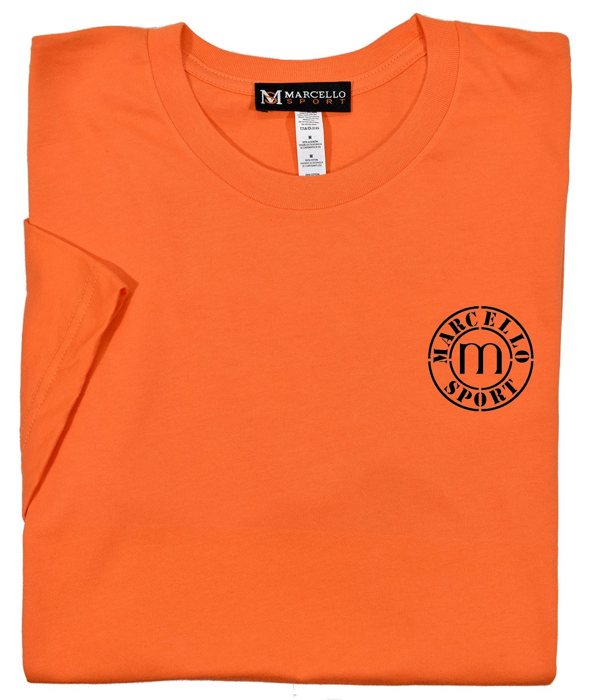 Marcello Sport Logo Tee  100% soft cotton, preshrunk. Ultra soft cotton feel. Contemporary fit, we suggest ordering one size up if between sizes or prefer a looser fit. Machine wash and dry.