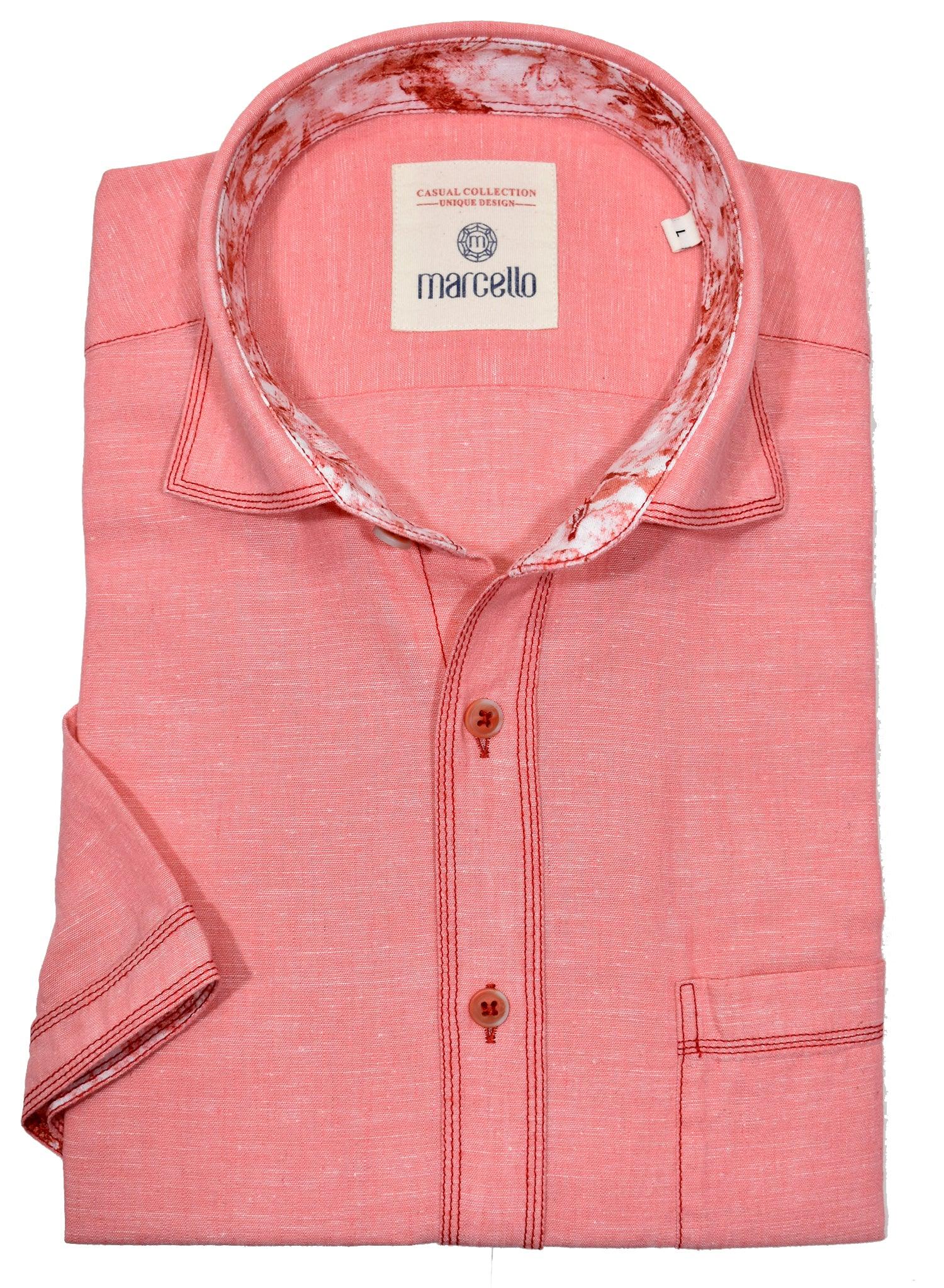 Red short sleeve linen shirt