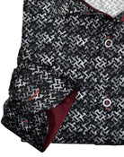 Soft cotton fabric. Updated rich pattern looks great. Royal oxford trim fabric adds a regal image. Contrast button stitches and hand selected buttons. Medium collar. Classic shaped fit.