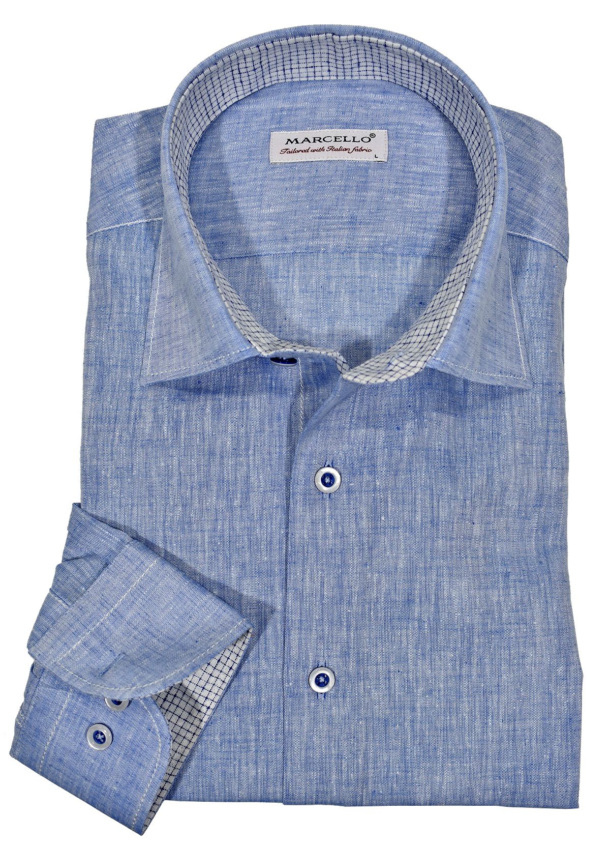 We call it linen due to the look of the weave, however it is 70% cotton 30% linen. Fortunately the look of linen without the wrinkling or negative traits. Great colors to brighten your image, custom buttons, matched trim fabric and contrast stitching for a cool look. Classic shaped fit. Blue, Mango, Red, White (not pictured)