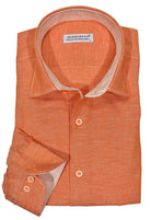 We call it linen due to the look of the weave, however it is 70% cotton 30% linen.  Fortunately the look of linen without the wrinkling or negative traits.  Great colors to brighten your image, custom buttons, matched trim fabric and contrast stitching for a cool look.  Classic shaped fit.     Blue, Mango, Red, White (not pictured)