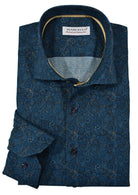 Sometimes you need to embrace a unique shirt boasting a rich color. The deep emerald color and finely intertwined paisley pattern is surely unique. The cool pattern looks great worn out with the sleeves rolled up.  The fabric is soft to the touch, consisting of luxe cotton and a sateen finish.