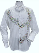 Our hand painted selection of shirts are like no other.   Each is hand painted by an artist on soft cotton sateen fabric, so no two are exact.   Truly unique and special.   Classic shaped fit.